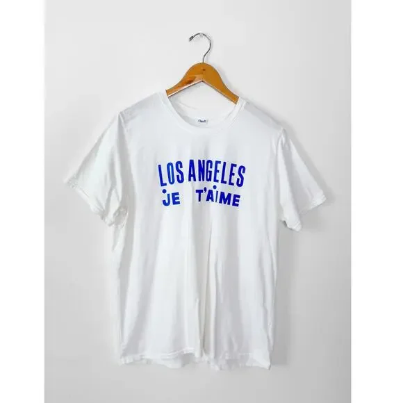 Clare V. Original Tee Los Angeles Je t’aime Graphic Shirt White Blue - Picture 6 of 9